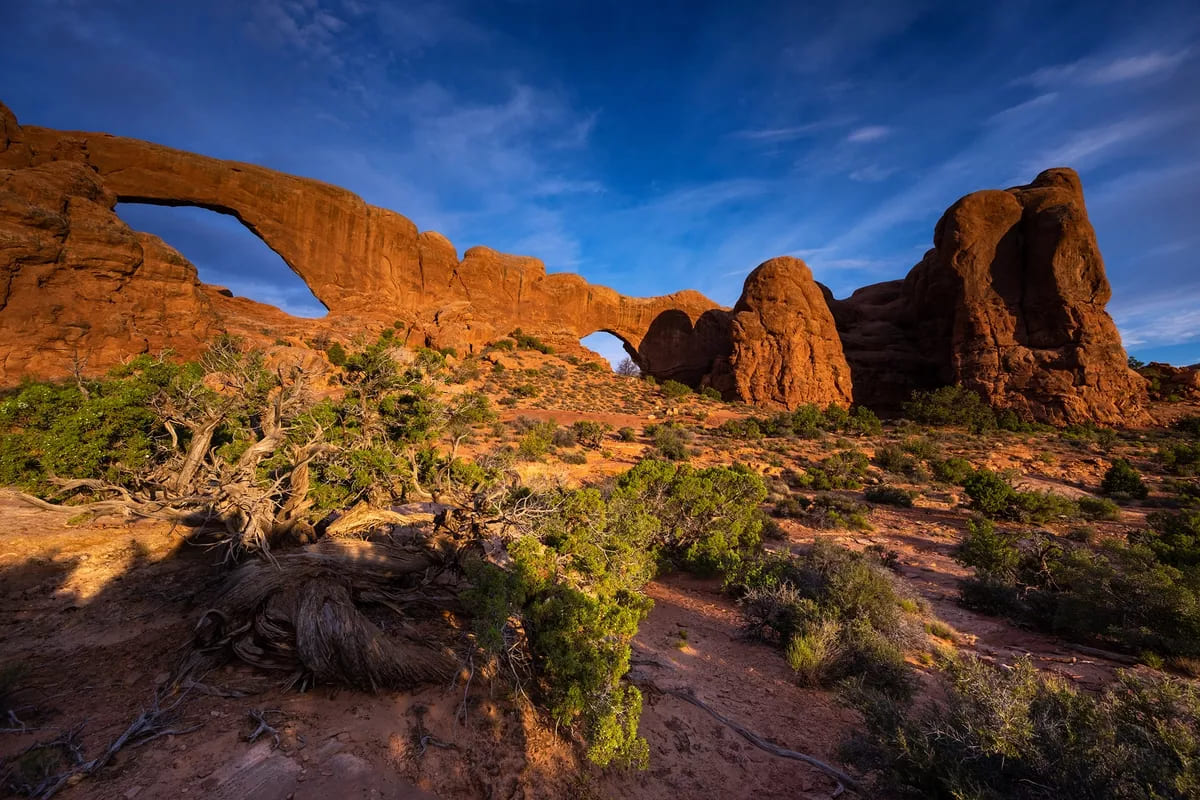 Delicate Arch à Arches
            National Park au coucher du soleil