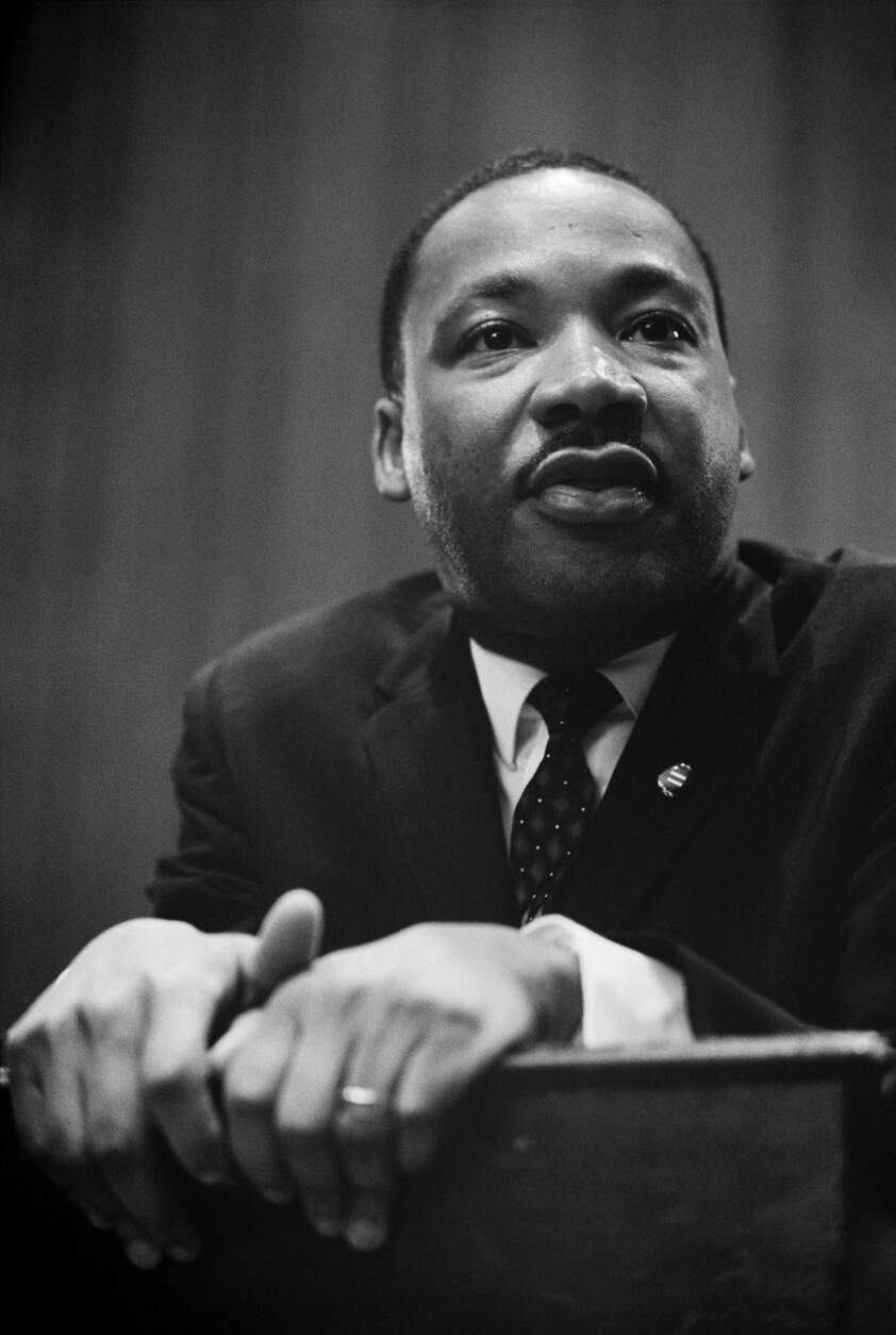 Martin Luther King lors d'une conférence de presse en mars 1964